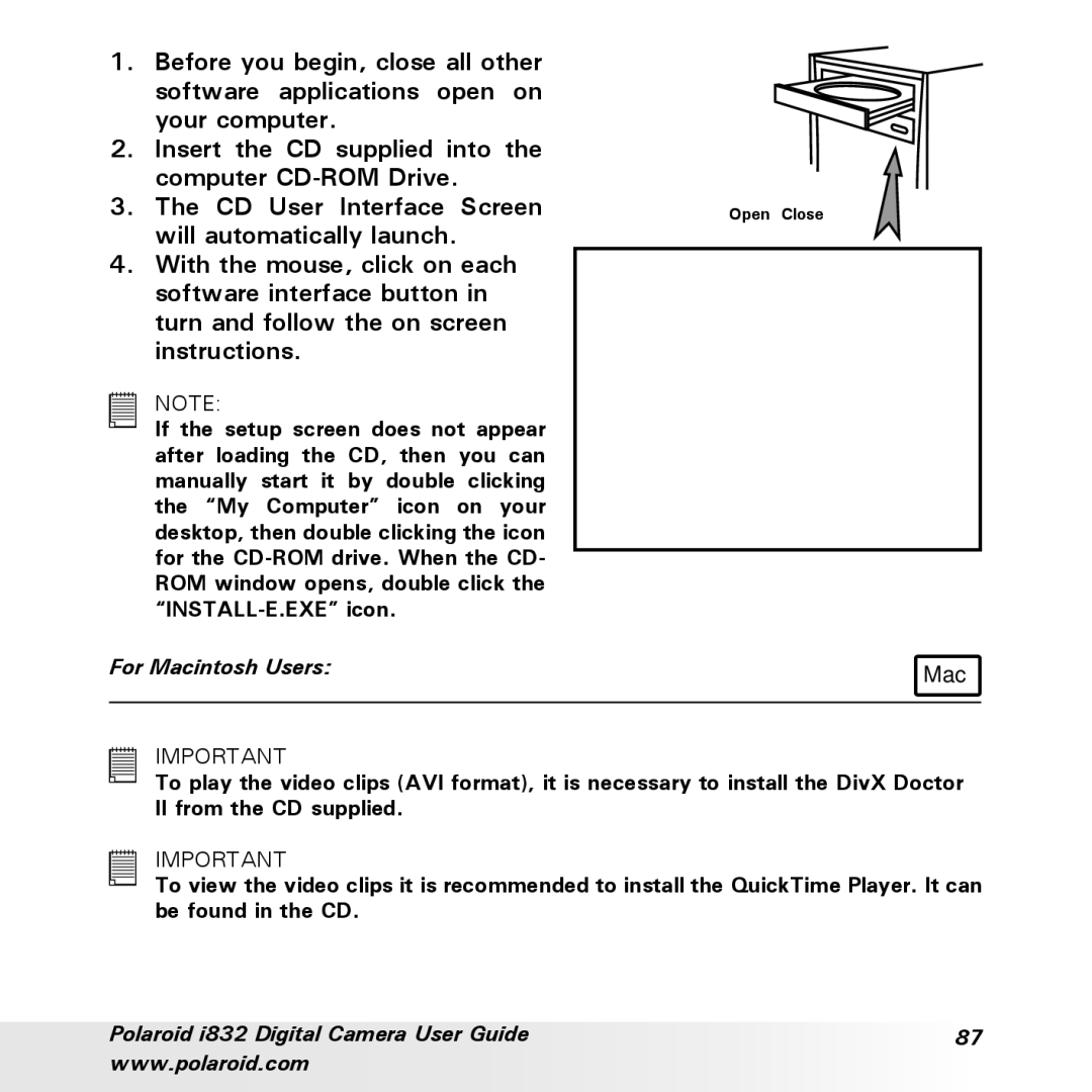 Polaroid i832 manual Mac 