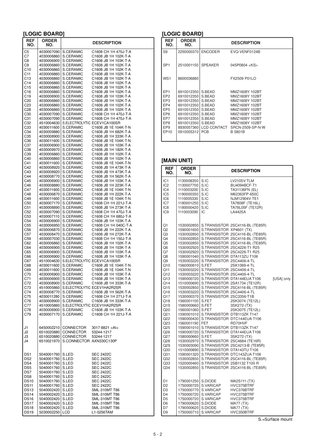 Polaroid IC-V8000 service manual Electrolytic ECEV1CA100SR 