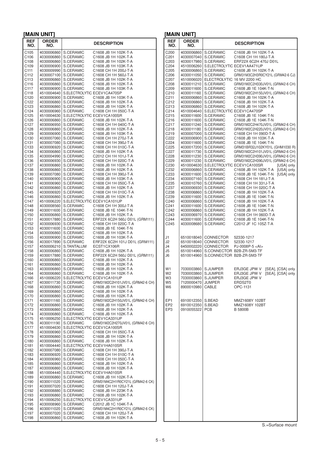 Polaroid IC-V8000 service manual Tantalum ECST1CX106R 