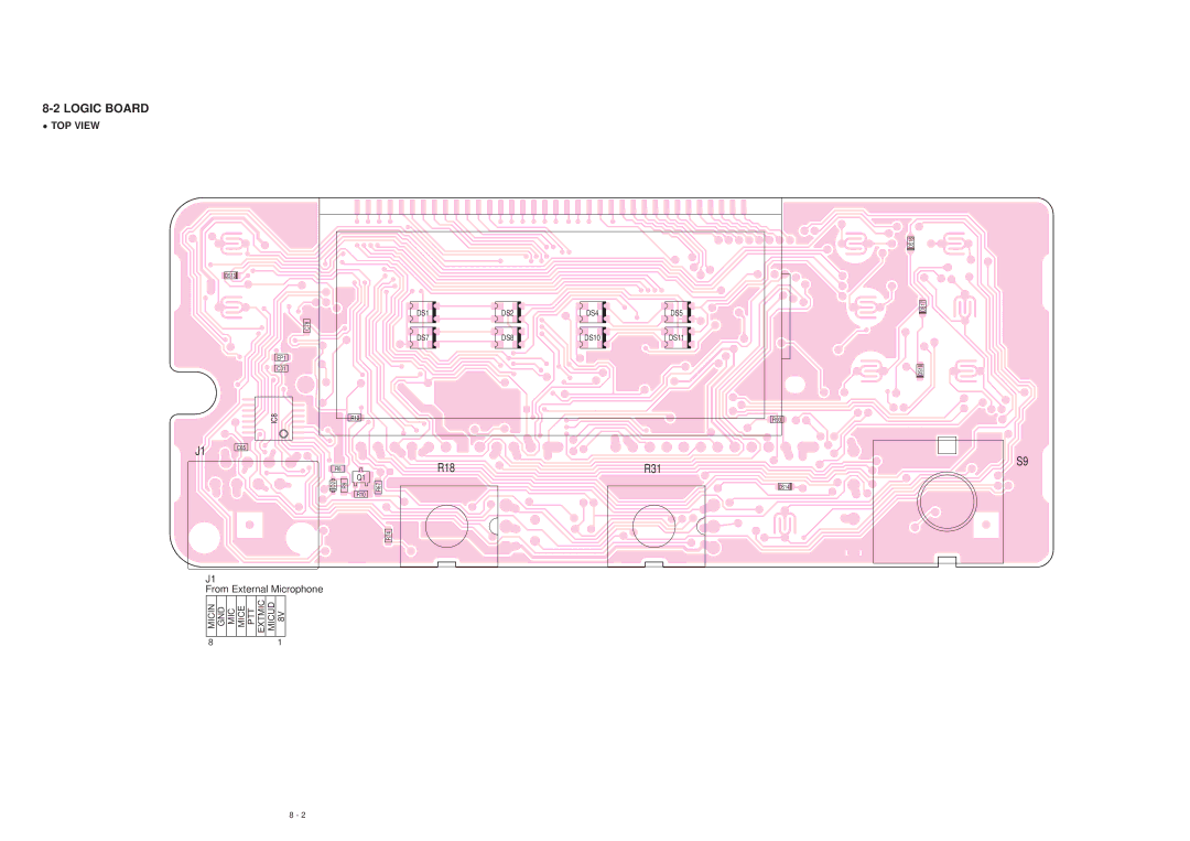 Polaroid IC-V8000 service manual Logic Board, TOP View 