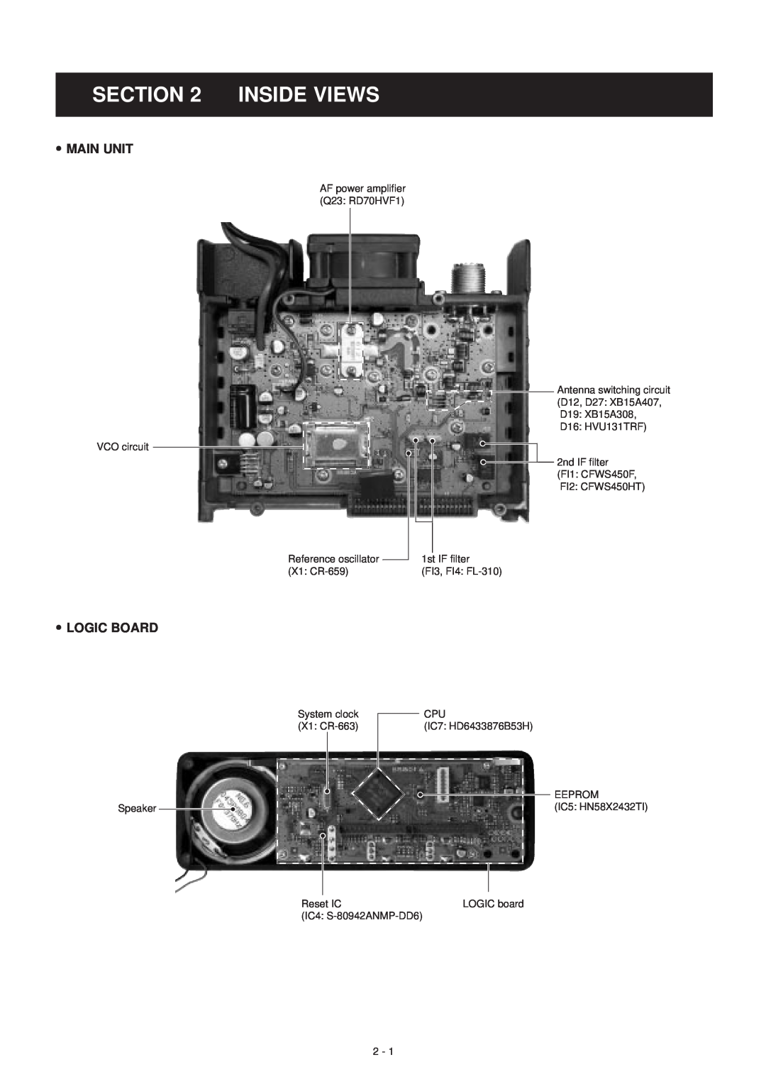 Polaroid IC-V8000 service manual Inside Views, Main Unit, Logic Board 