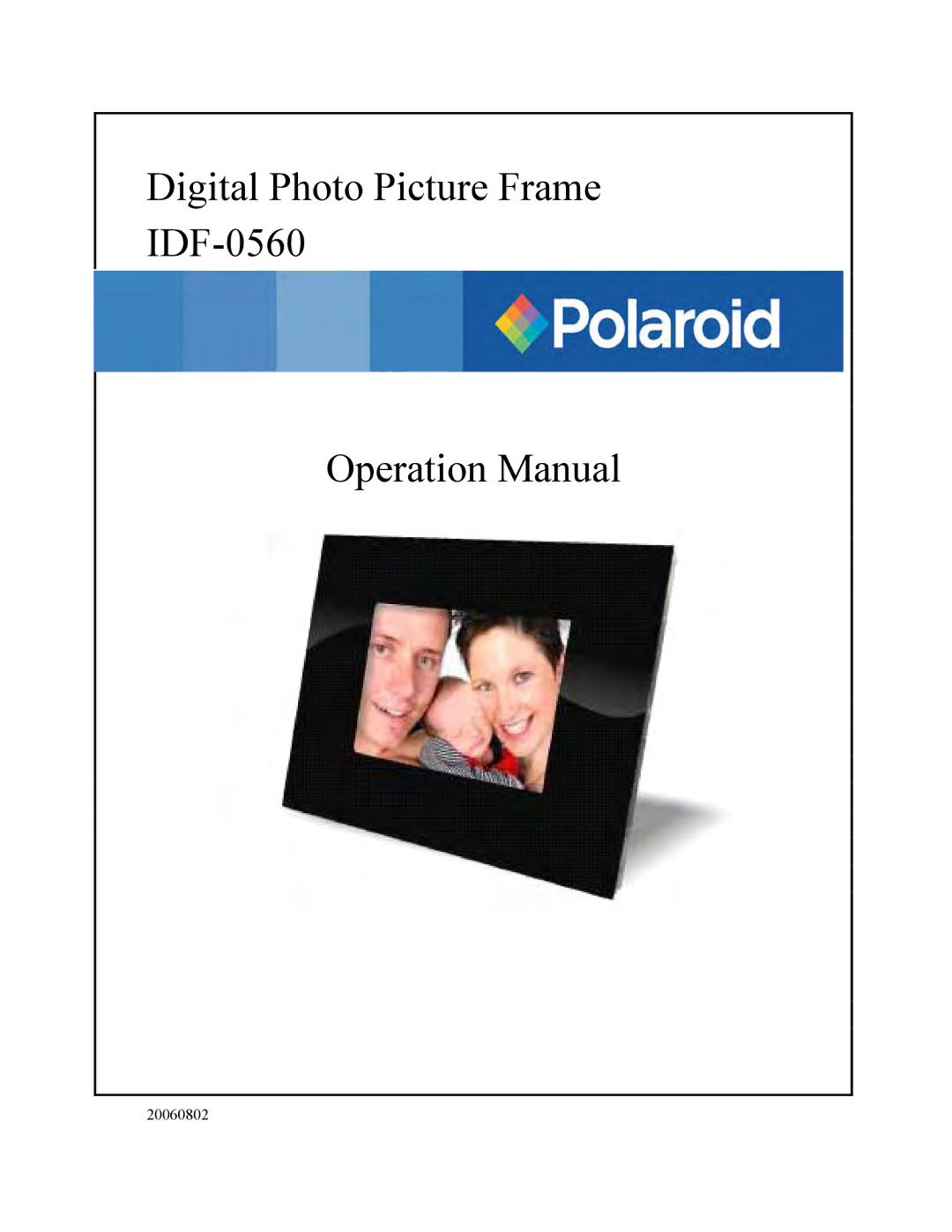 Polaroid operation manual Digital Photo Picture Frame IDF-0560 