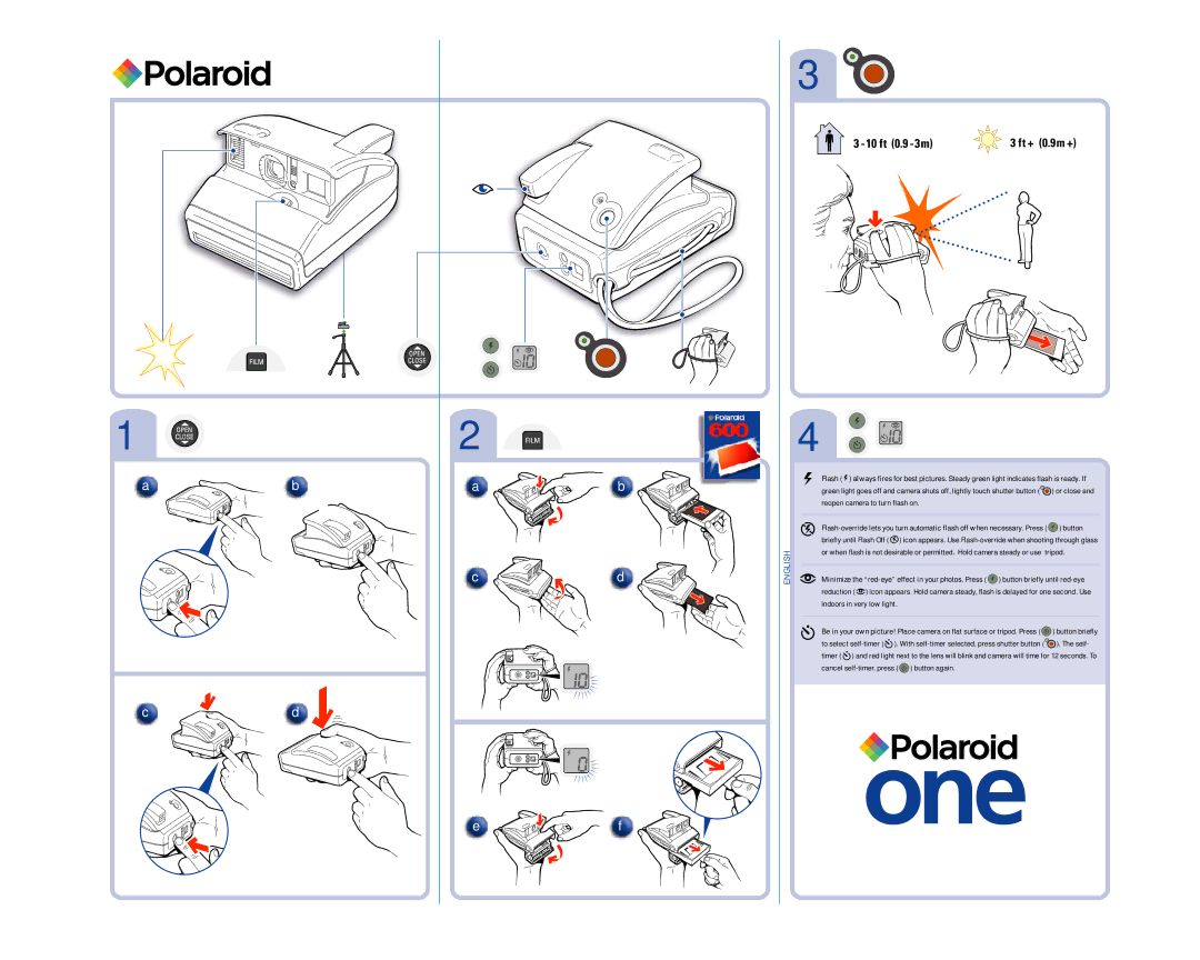 Polaroid Instant Camera manual English, Button briefly until red-eye 