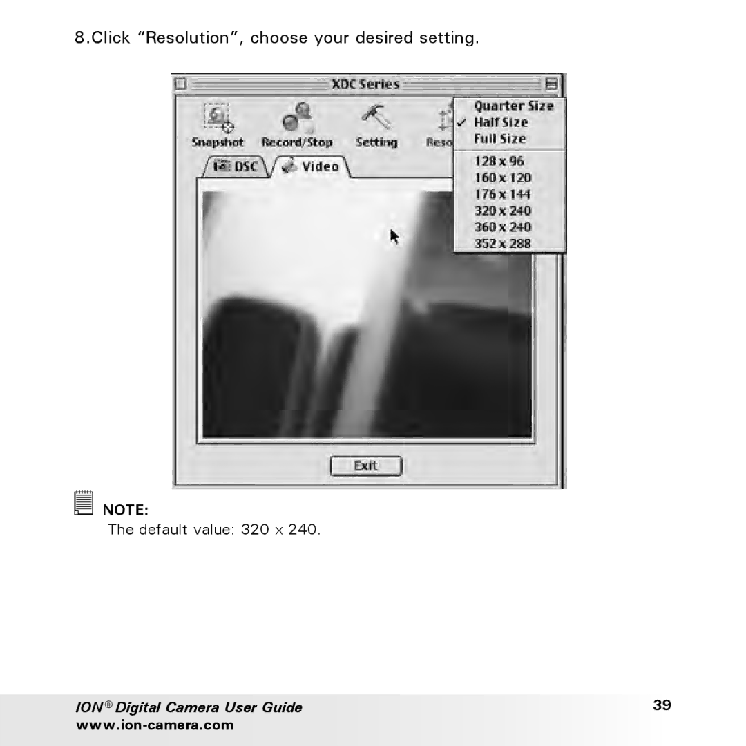 Polaroid ION user manual Click Resolution, choose your desired setting 