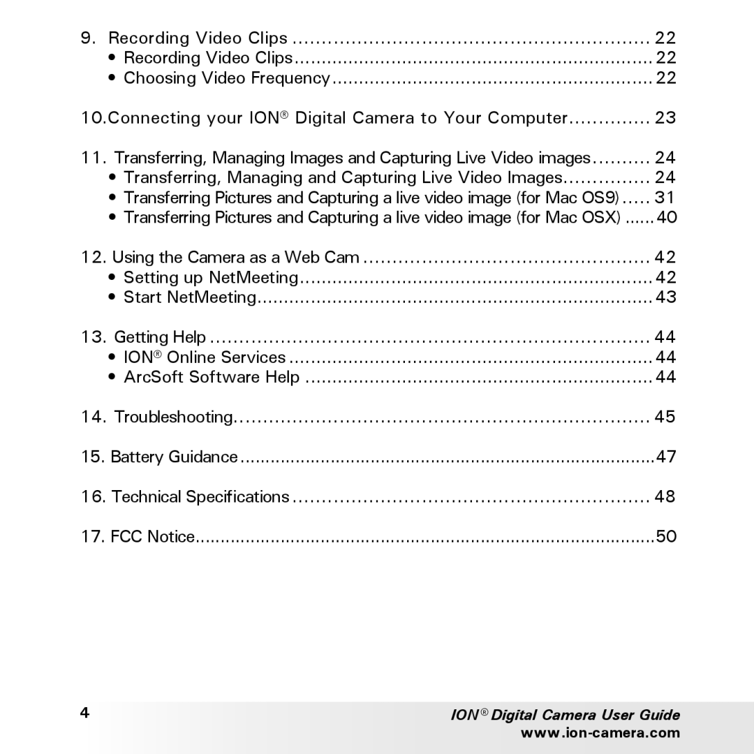 Polaroid ION user manual Technical Specifications 