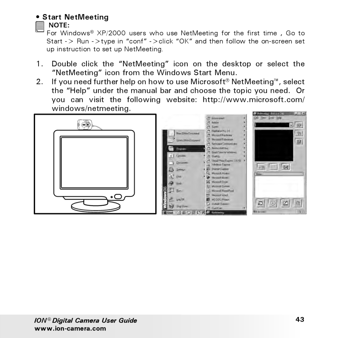 Polaroid ION user manual Start NetMeeting 