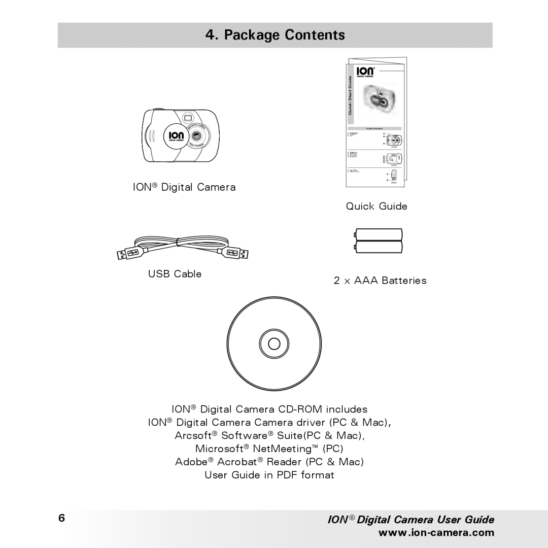 Polaroid ION user manual Package Contents 