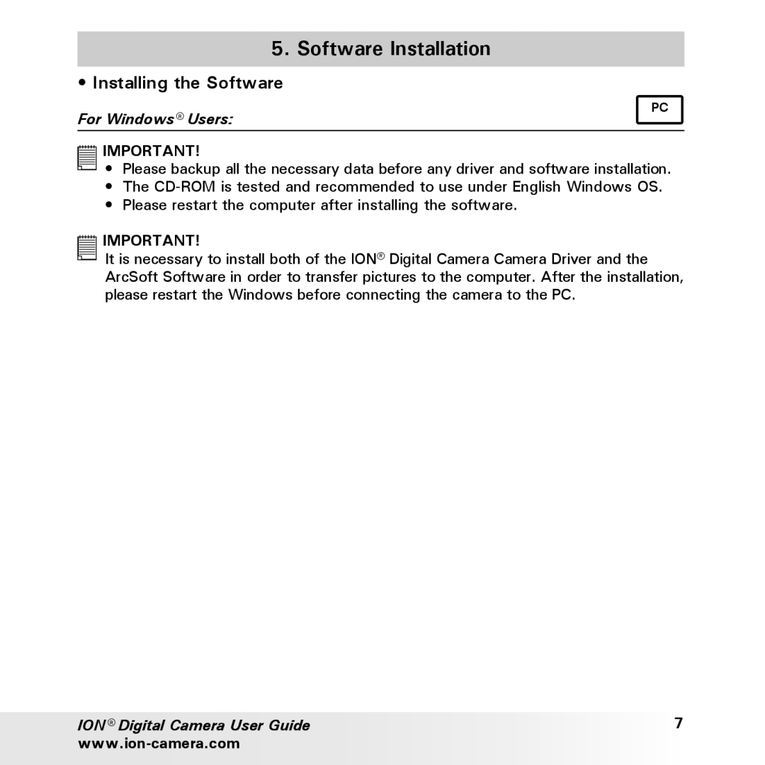 Polaroid ION user manual Software Installation, Installing the Software 