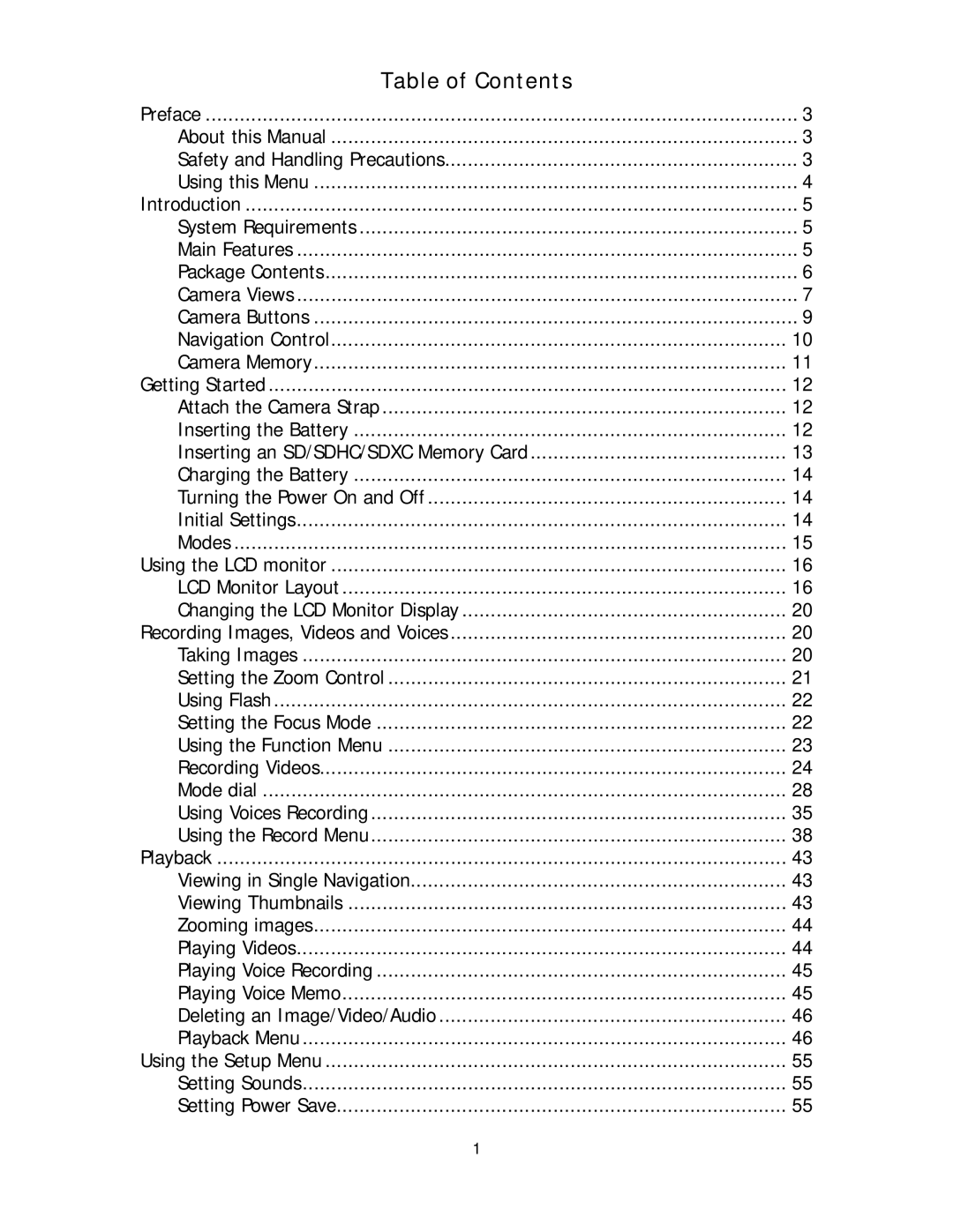 Polaroid IS2132-BLACK manual Table of Contents 