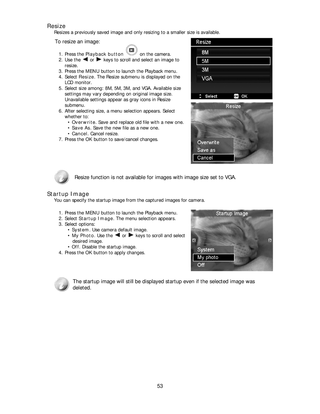 Polaroid IS2132-BLACK manual Resize, Startup Image, To resize an image 