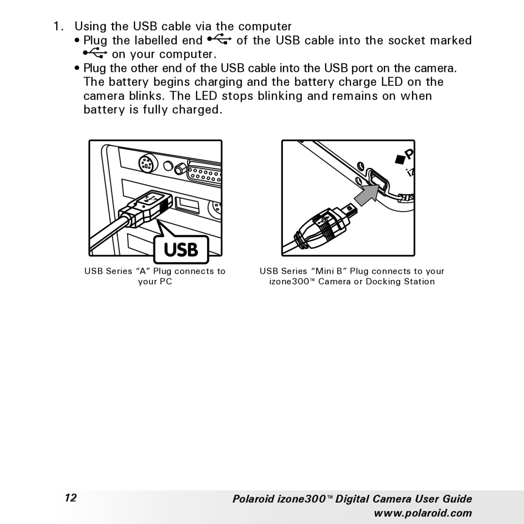 Polaroid manual Polaroid izone300 Digital Camera User Guide 