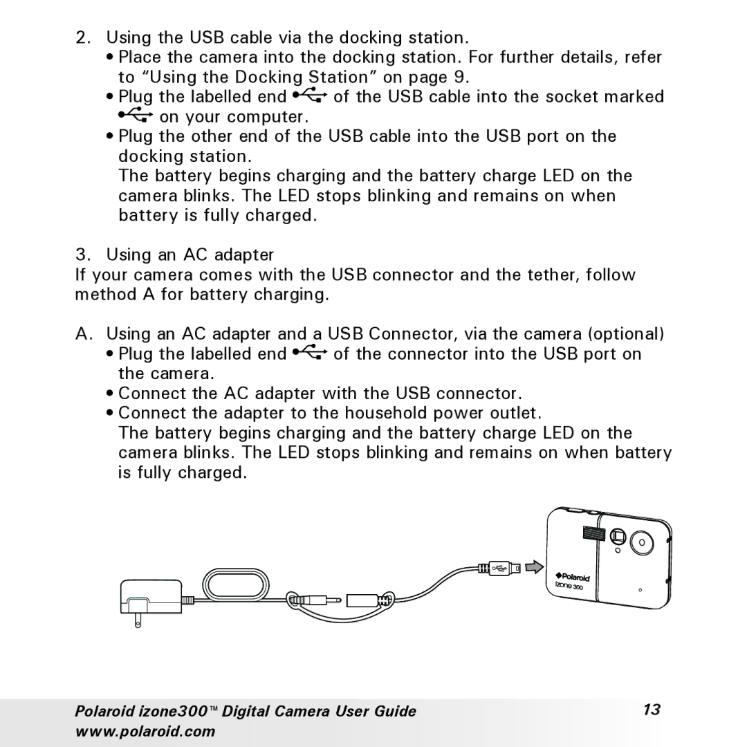 Polaroid manual Polaroid izone300 Digital Camera User Guide 