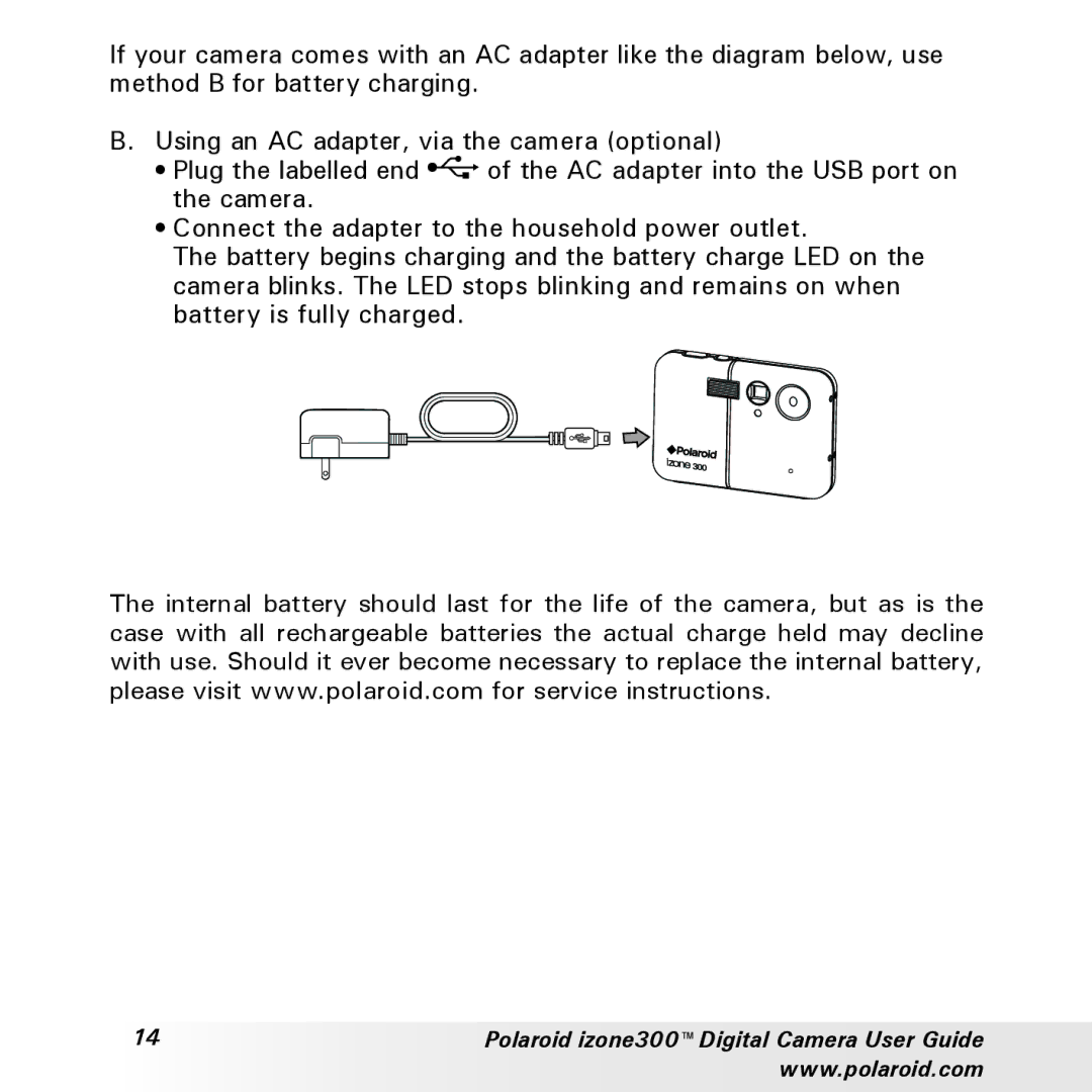 Polaroid manual Polaroid izone300 Digital Camera User Guide 