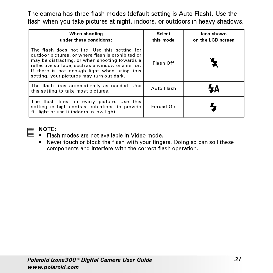 Polaroid manual Polaroid izone300 Digital Camera User Guide 