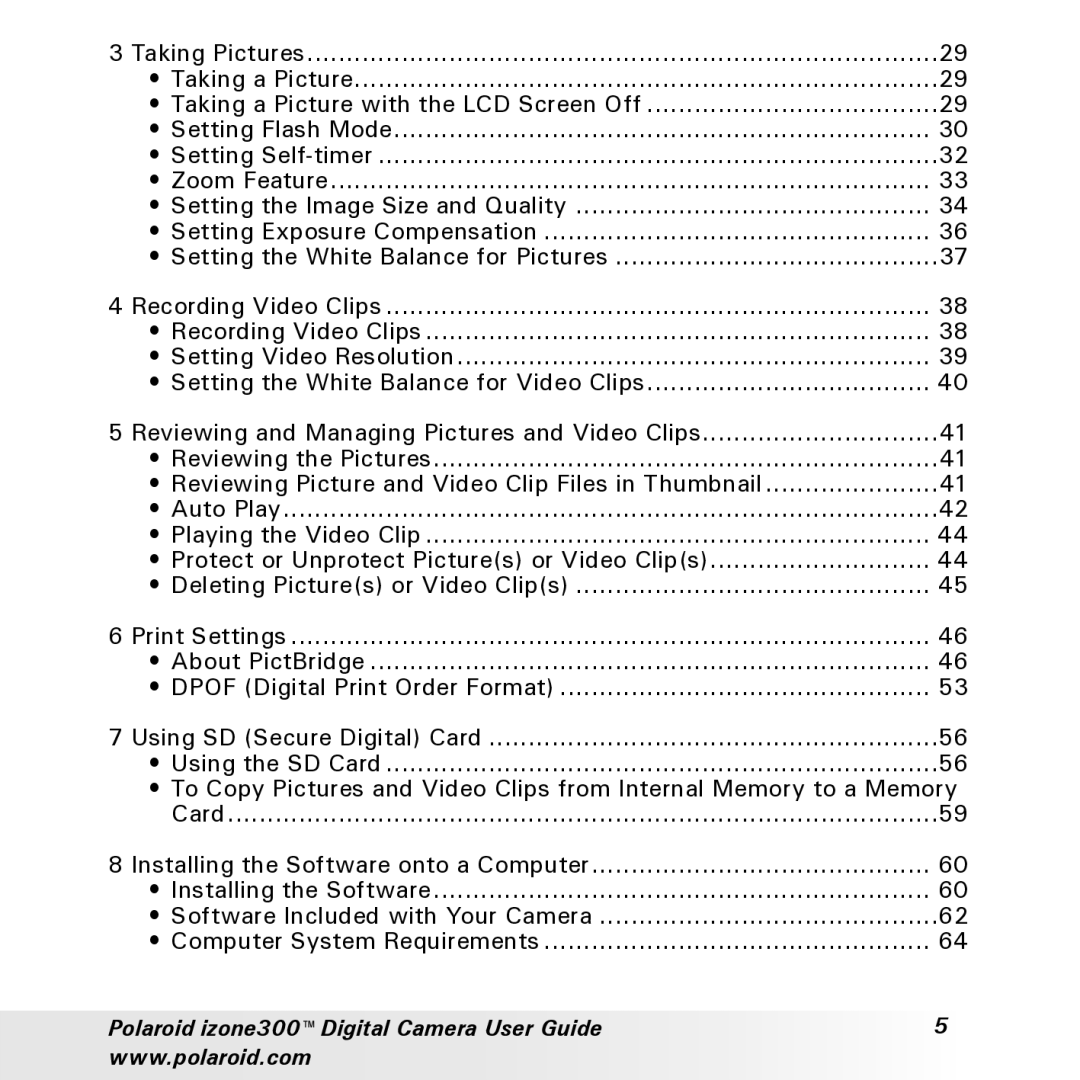 Polaroid manual Polaroid izone300 Digital Camera User Guide 