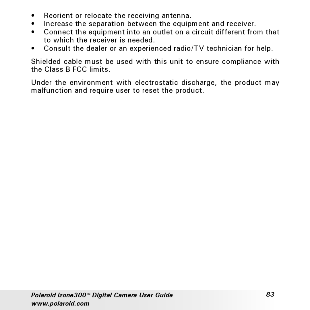 Polaroid manual Polaroid izone300 Digital Camera User Guide 