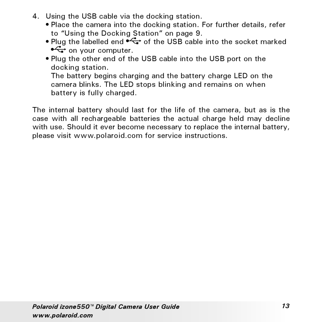 Polaroid manual Polaroid izone550 Digital Camera User Guide 