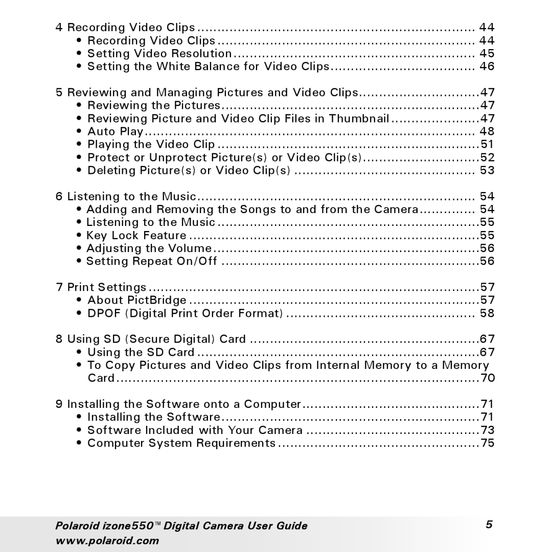 Polaroid manual Polaroid izone550 Digital Camera User Guide 