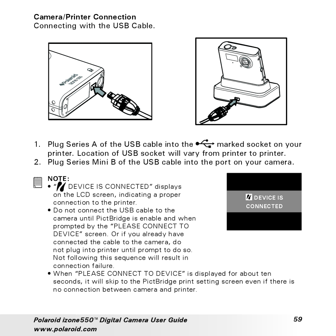 Polaroid izone550 manual Marked socket on your 