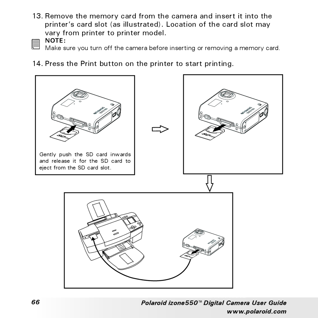 Polaroid izone550 manual Press the Print button on the printer to start printing 