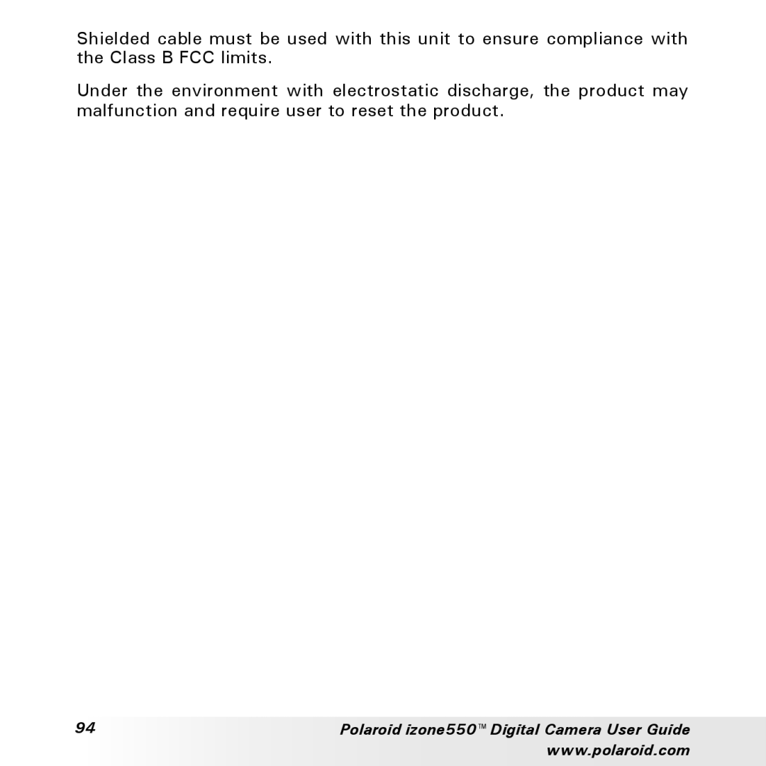 Polaroid manual Polaroid izone550 Digital Camera User Guide 