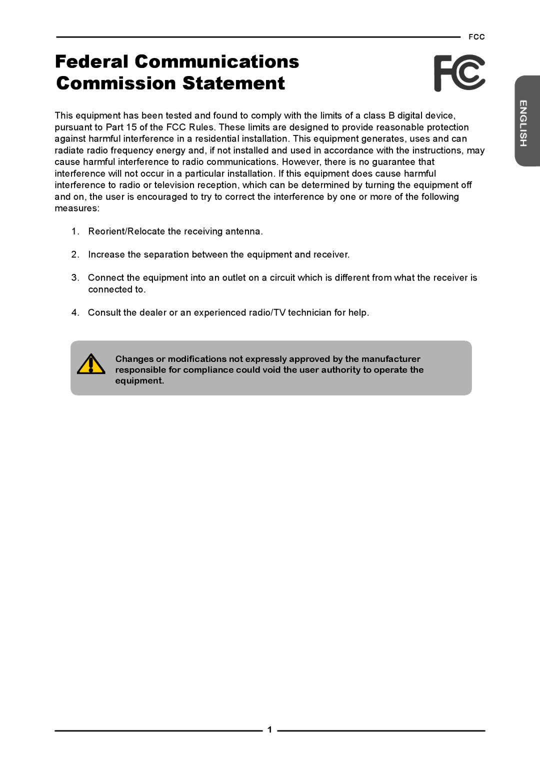 Polaroid KF SERIES user manual Federal Communications Commission Statement 