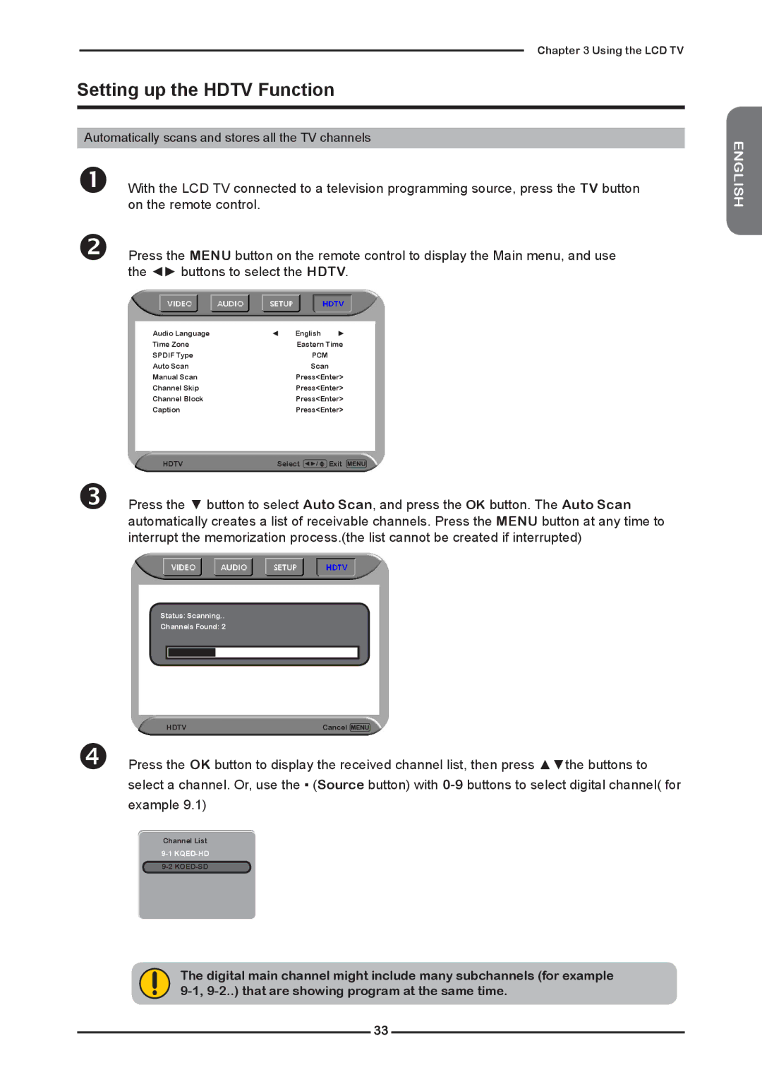 Polaroid KF SERIES user manual Setting up the Hdtv Function 