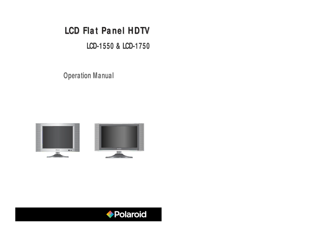 Polaroid operation manual LCD-1550 & LCD-1750 