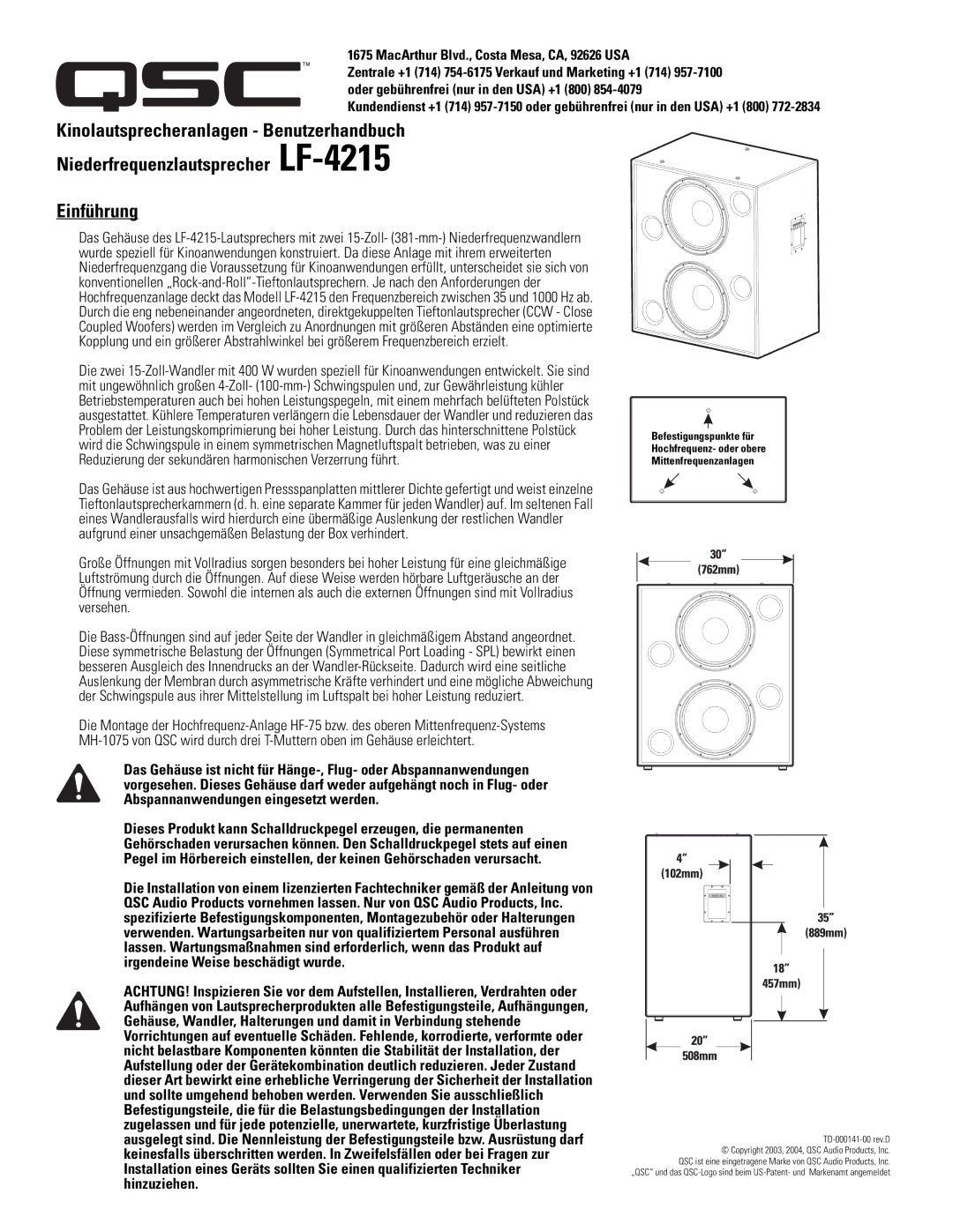 Polaroid LF-4215 user manual MacArthur Blvd., Costa Mesa, CA, 92626 USA 