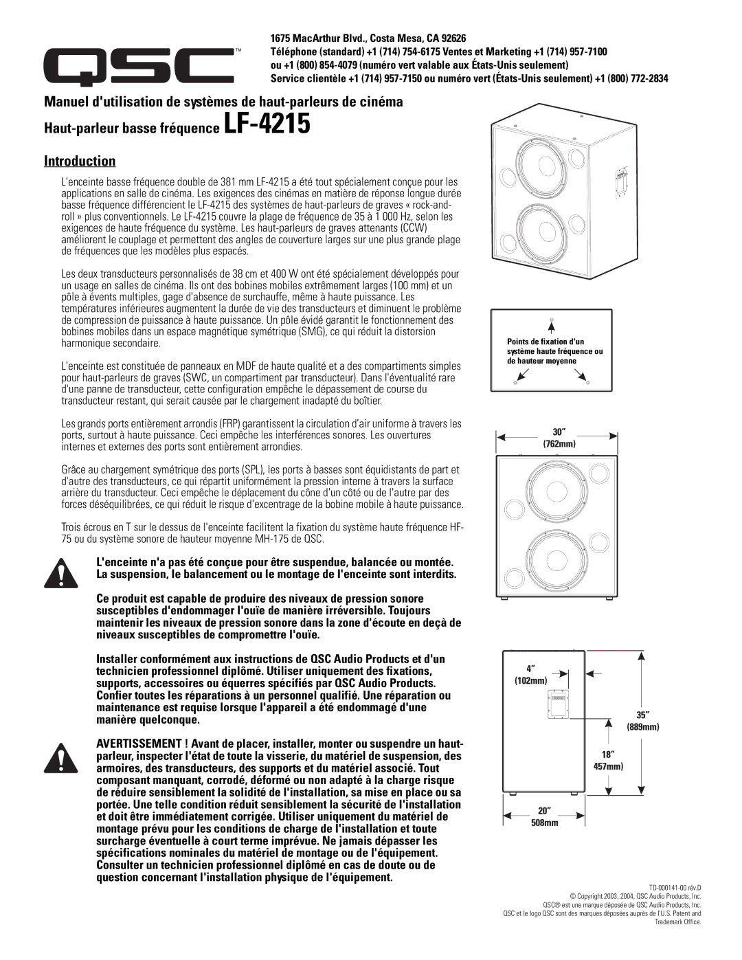 Polaroid LF-4215 user manual Introduction, MacArthur Blvd., Costa Mesa, CA 