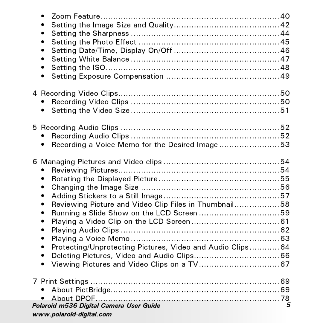 Polaroid manual Polaroid m536 Digital Camera User Guide 