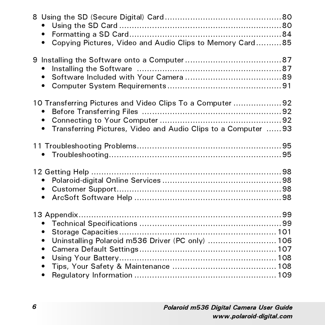 Polaroid manual Polaroid m536 Digital Camera User Guide 