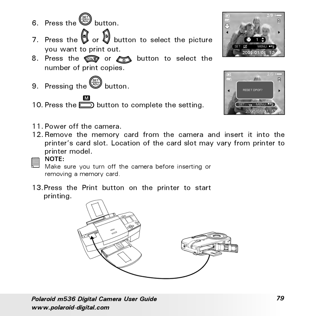 Polaroid m536 manual Press the Print button on the printer to start printing 