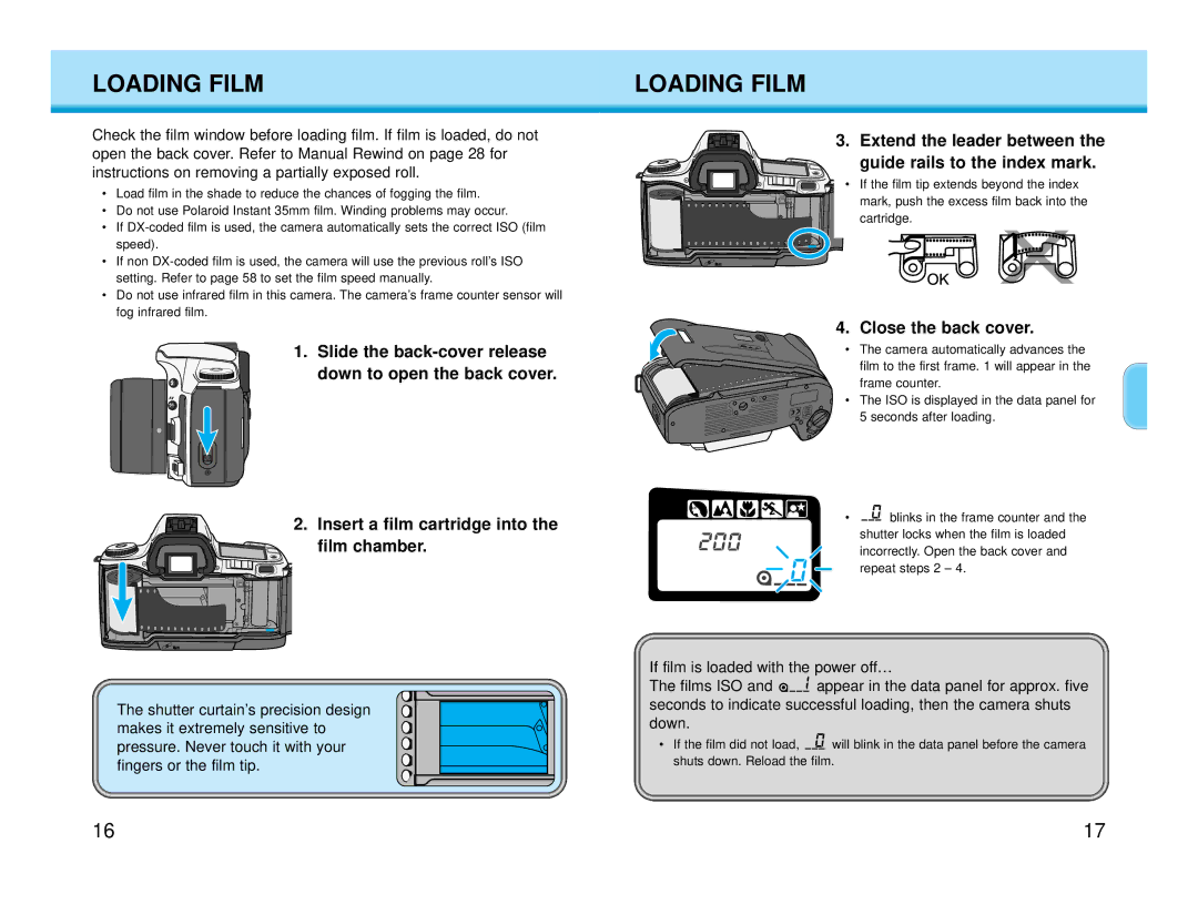 Polaroid MAXXUM HTsi Loading Film, Extend the leader between the guide rails to the index mark, Close the back cover 