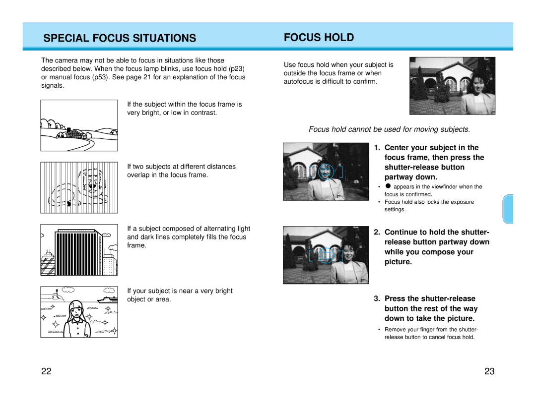 Polaroid MAXXUM HTsi instruction manual Special Focus Situations, Focus Hold 