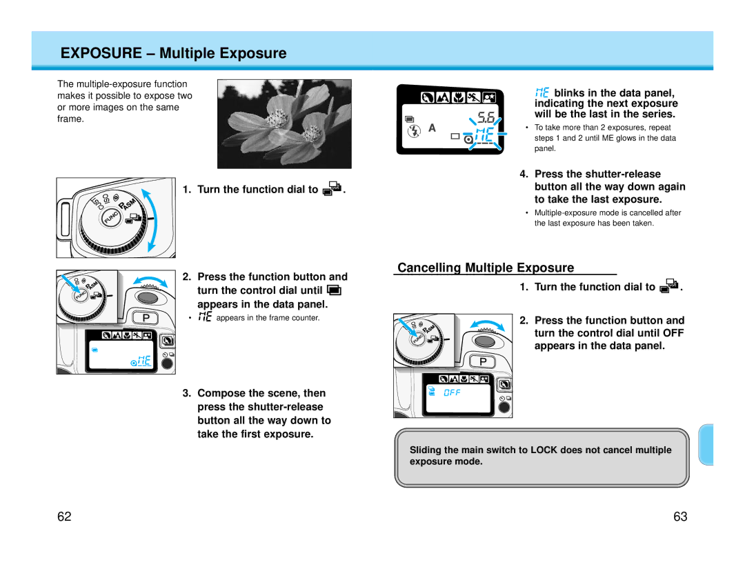 Polaroid MAXXUM HTsi instruction manual Exposure Multiple Exposure, Cancelling Multiple Exposure 