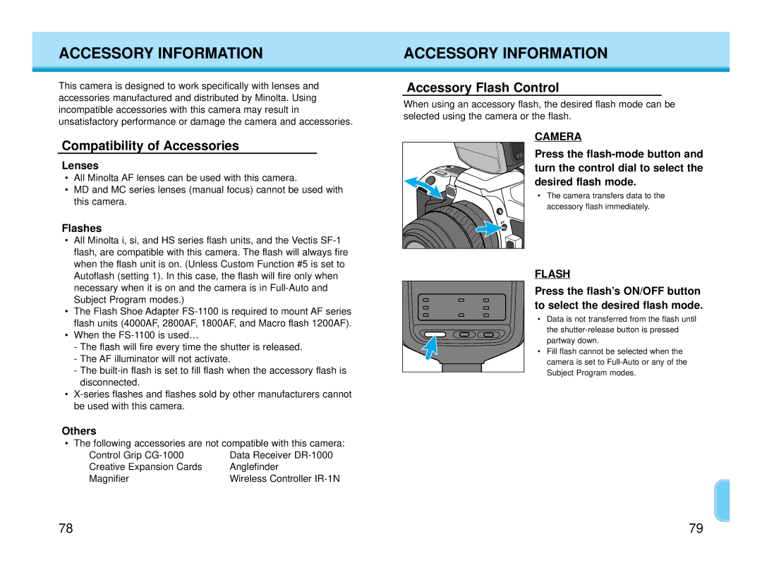 Polaroid MAXXUM HTsi instruction manual Accessory Information, Compatibility of Accessories, Accessory Flash Control 