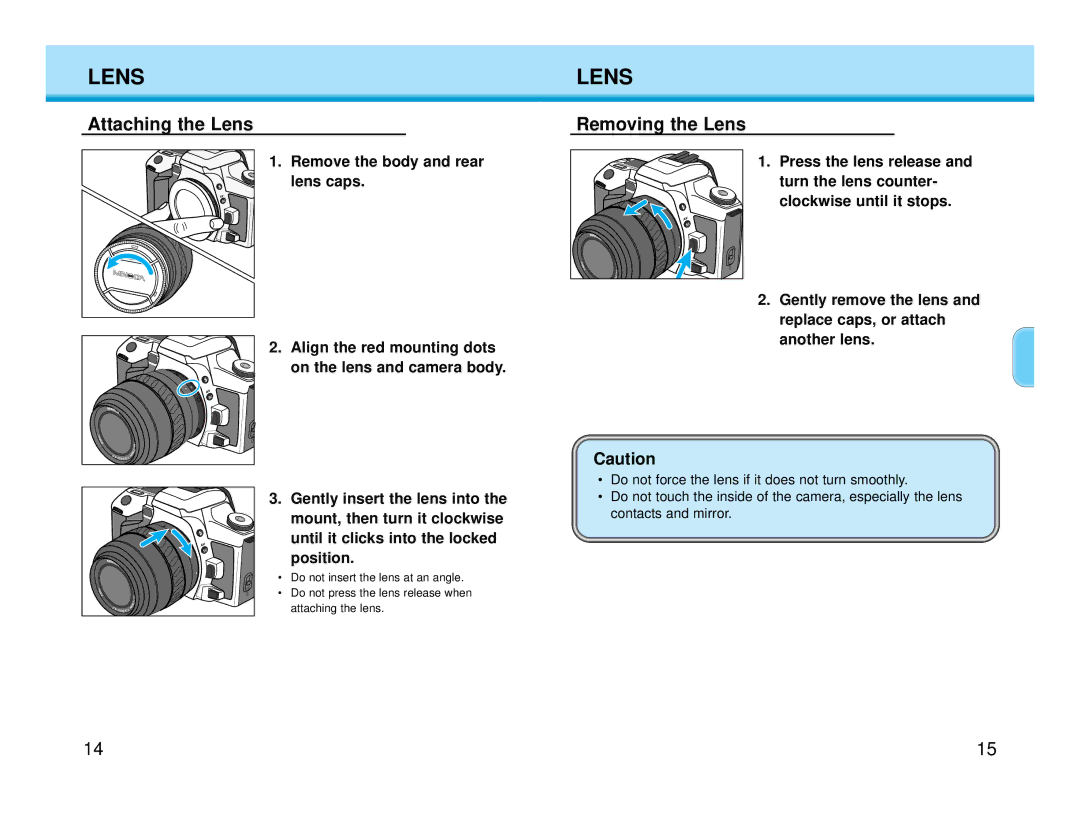 Polaroid MAXXUM HTsi instruction manual Attaching the Lens, Removing the Lens 