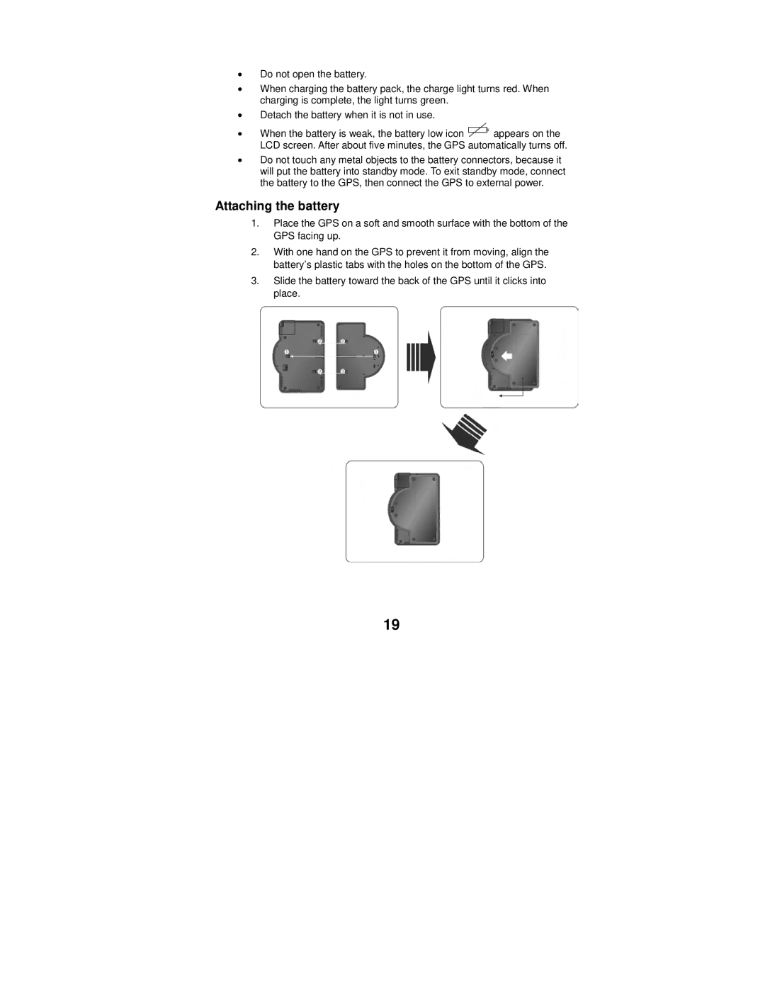 Polaroid MGX-0550 operation manual Attaching the battery 