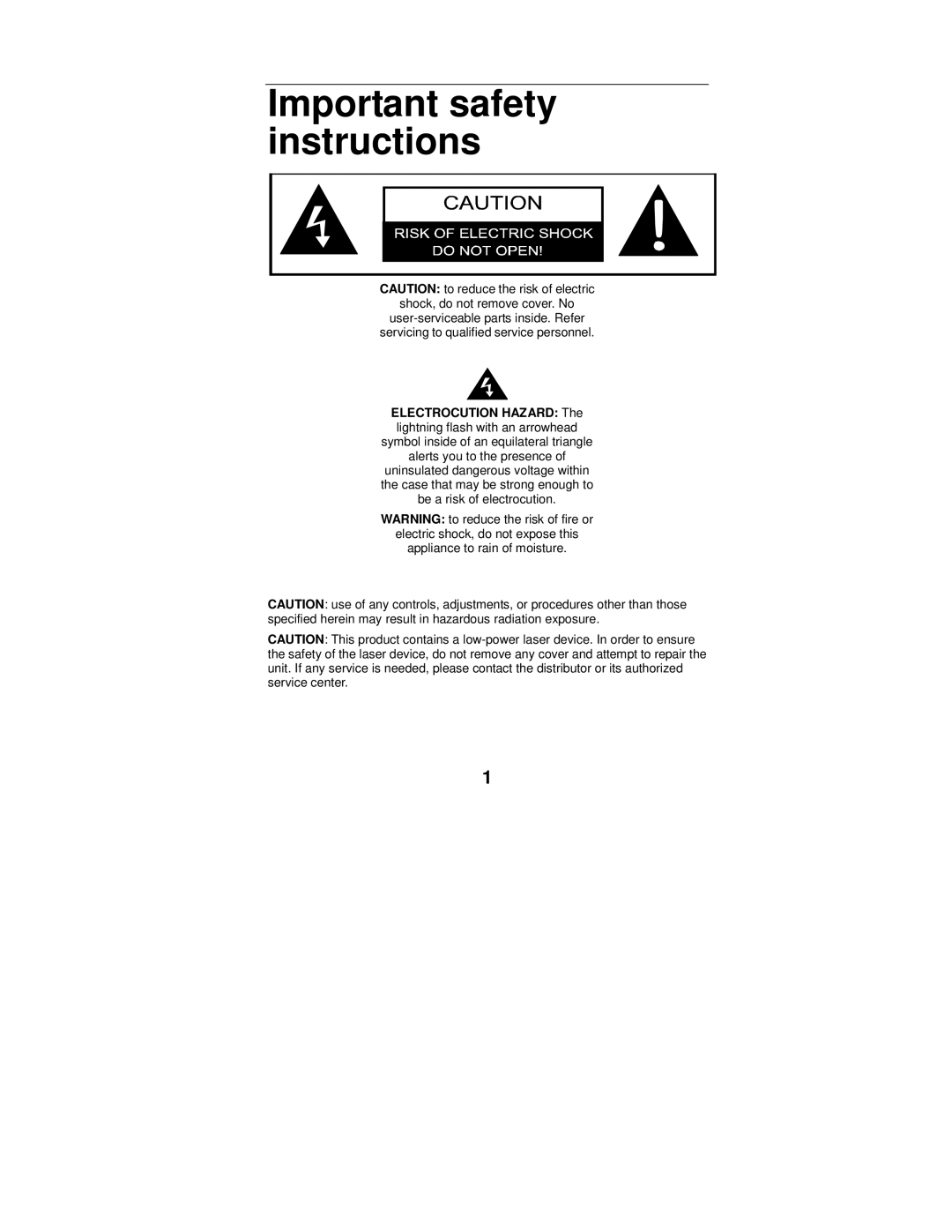 Polaroid MGX-0550 operation manual Important safety instructions 