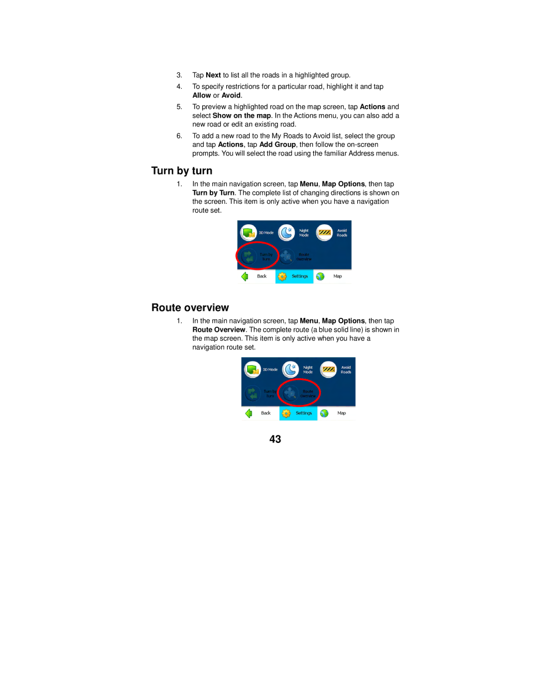 Polaroid MGX-0550 operation manual Turn by turn, Route overview 