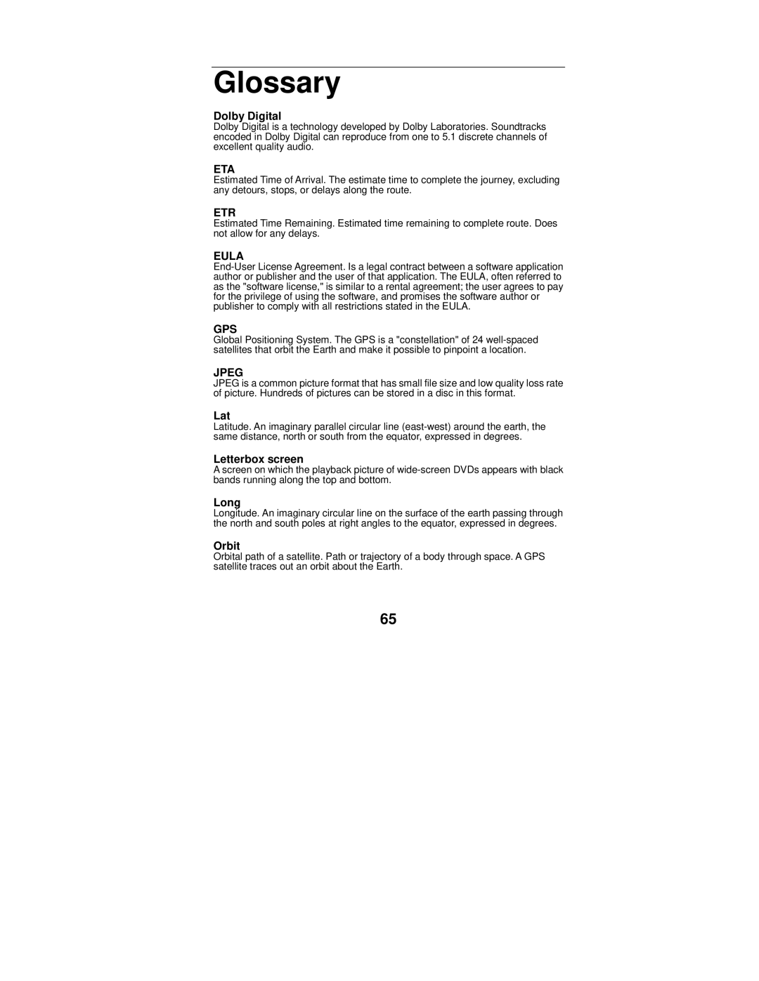 Polaroid MGX-0550 operation manual Glossary 