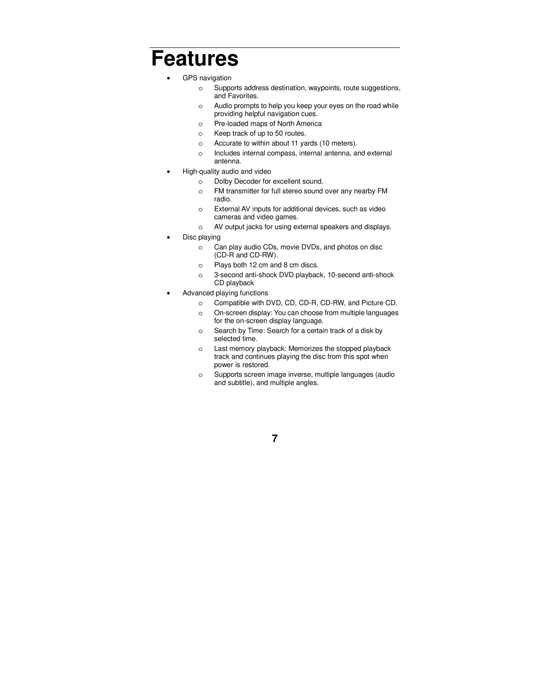 Polaroid MGX-0550 operation manual Features 