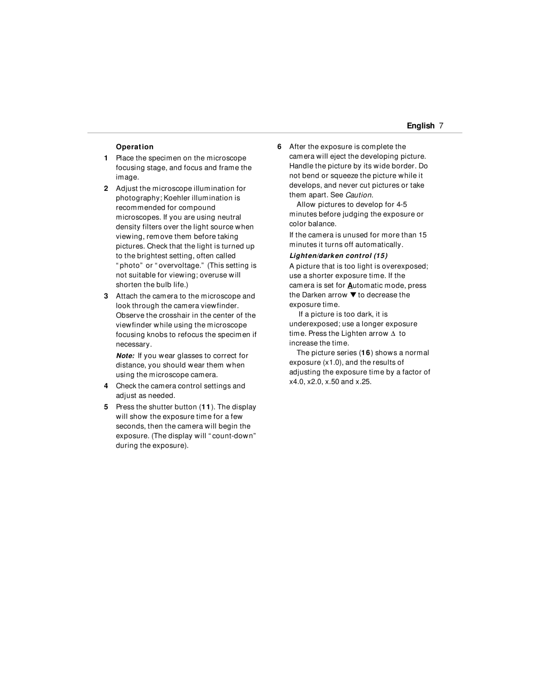 Polaroid MicroCam manual Operation 