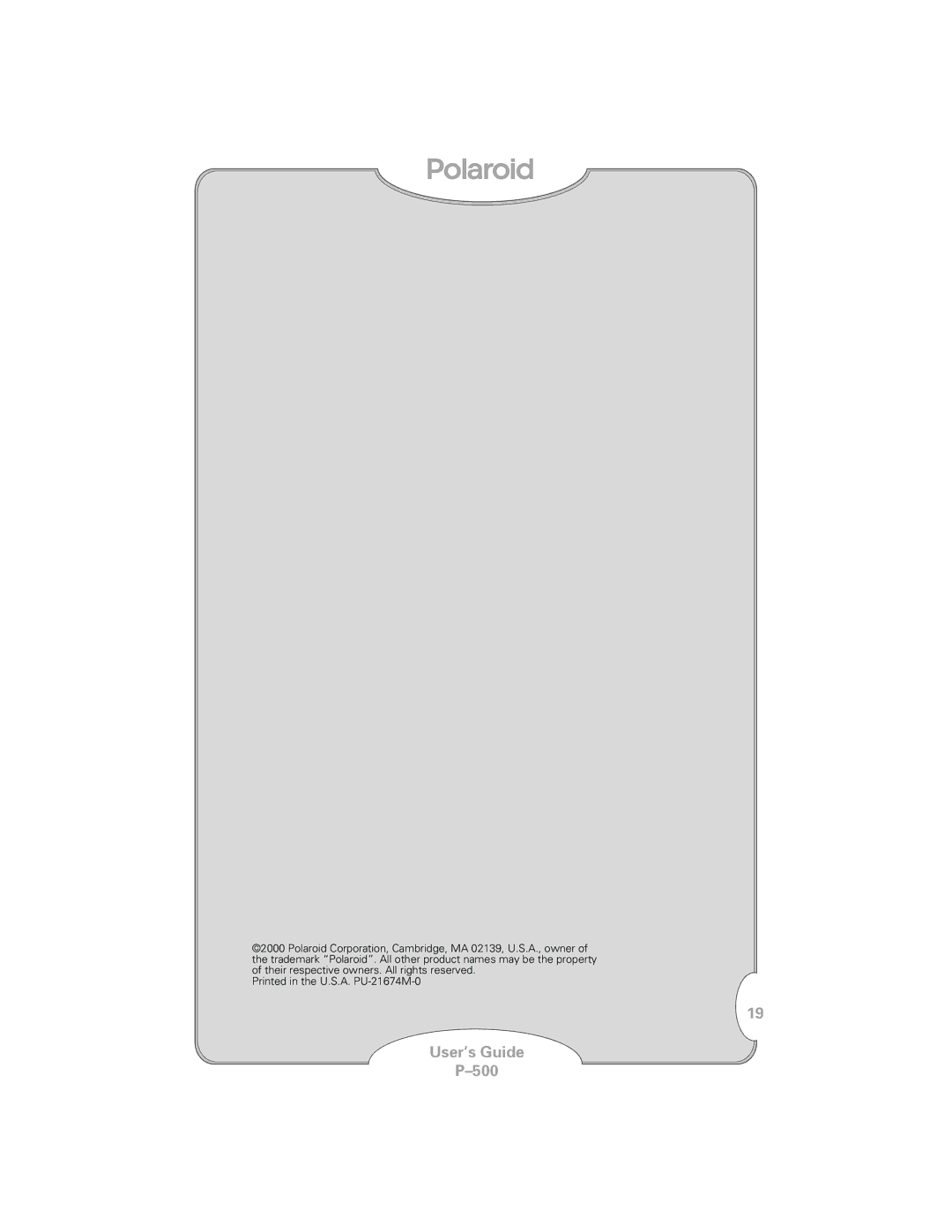 Polaroid P-500 manual User’s Guide 500 