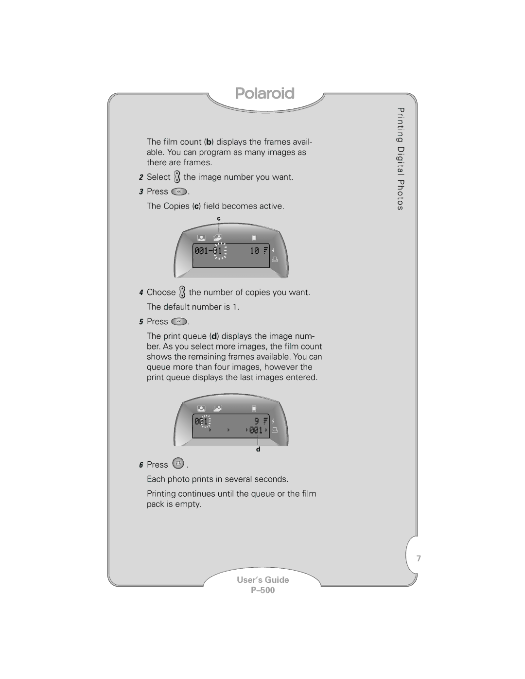 Polaroid P-500 manual User’s Guide 500 