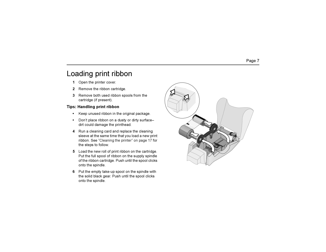 Polaroid P4000 manual Loading print ribbon, Tips Handling print ribbon 