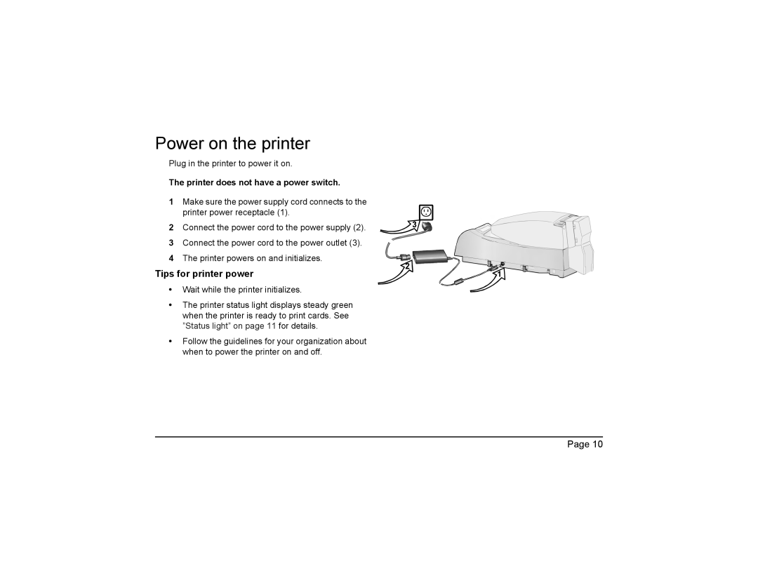 Polaroid P4000 manual Power on the printer, Printer does not have a power switch 