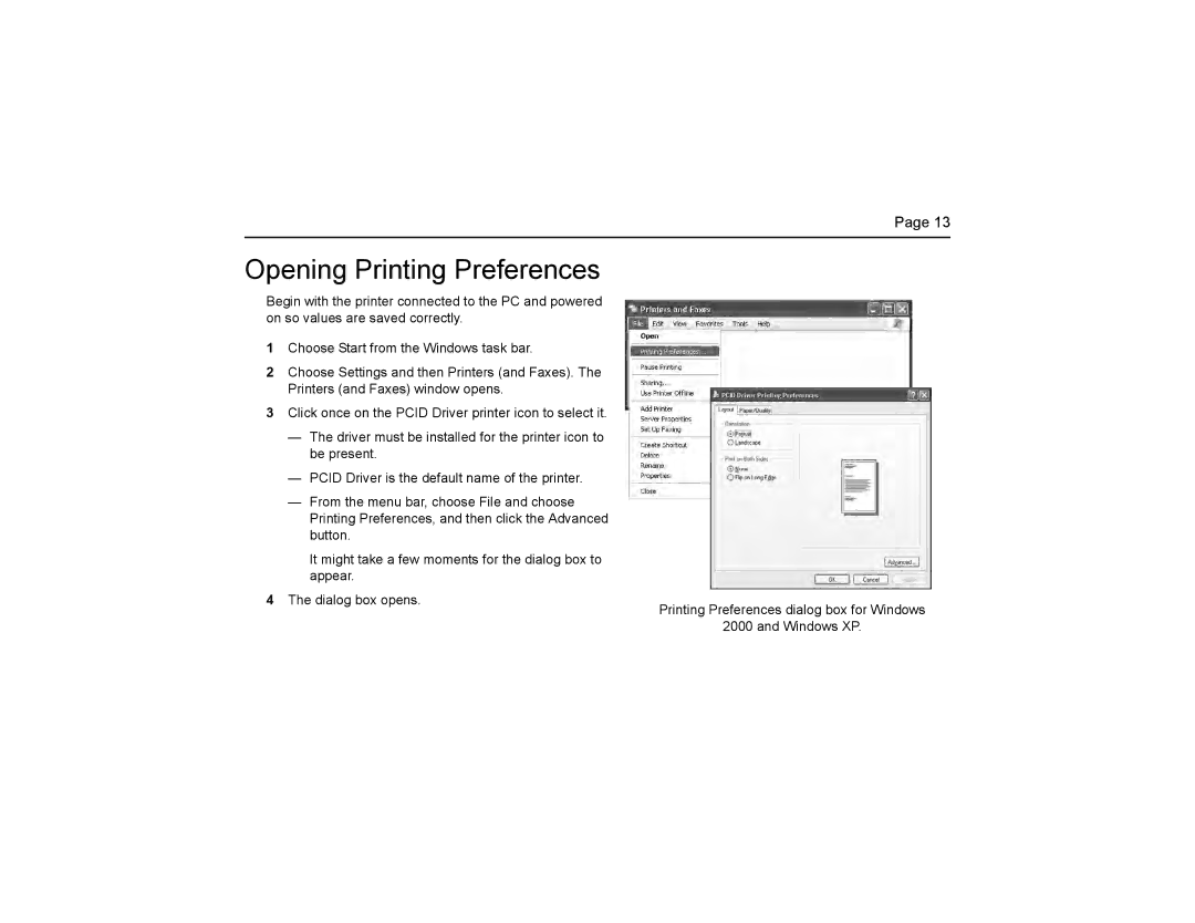 Polaroid P4000 manual Opening Printing Preferences 