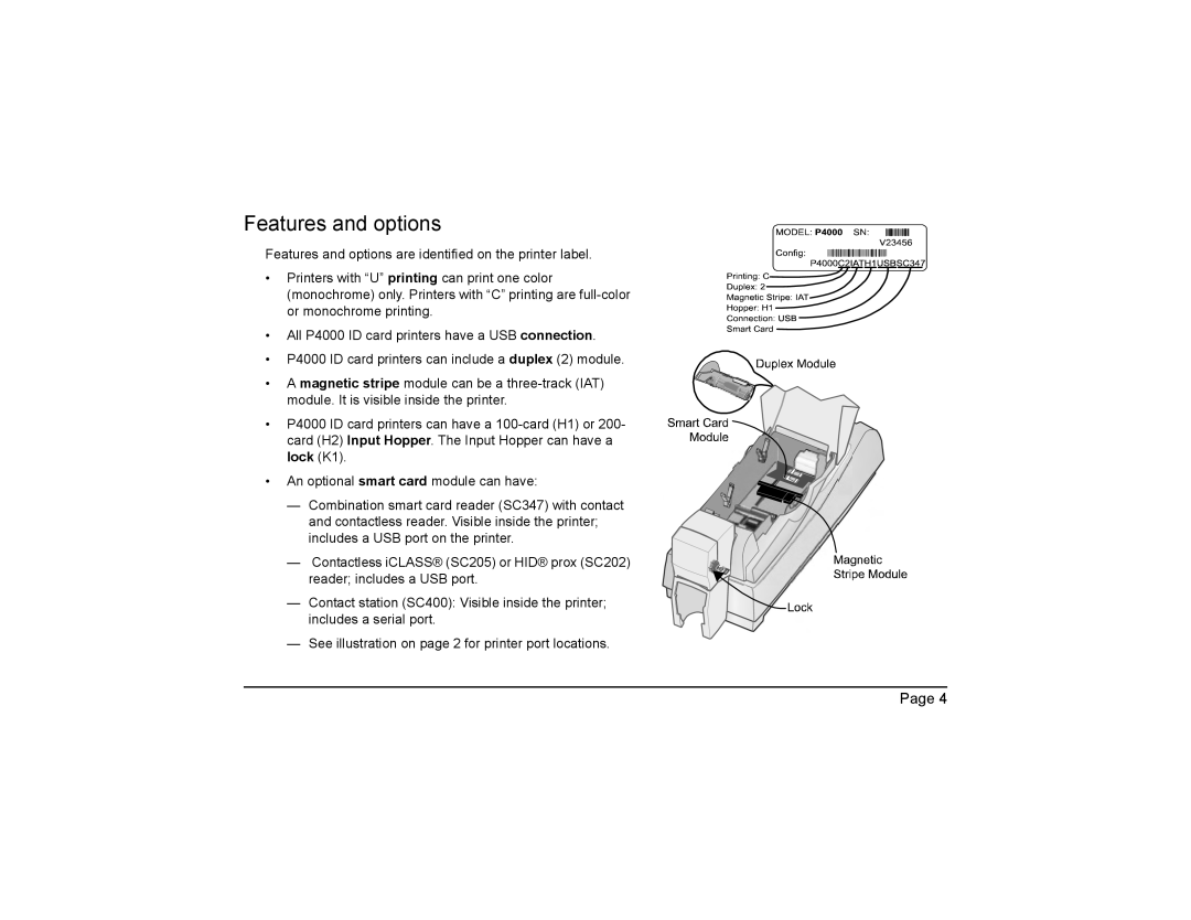 Polaroid P4000 manual Features and options 